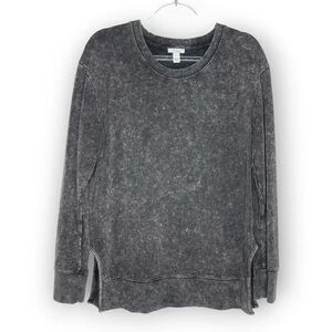 Daily Ritual Long Sleeve Crewneck Sweatshirt Side Cutouts Gray Grey Womens Large